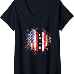 Love in Faith | American Faith | Graphic Christian V-Neck T-Shirt