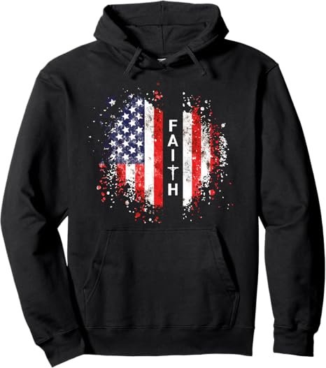 Love in Faith | American Faith | Graphic Christian Pullover Hoodie