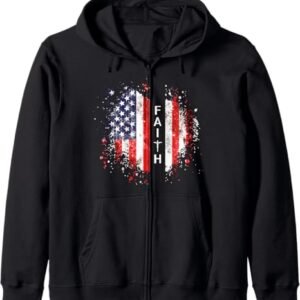 Love in Faith | American Faith | Graphic Christian Zip Hoodie