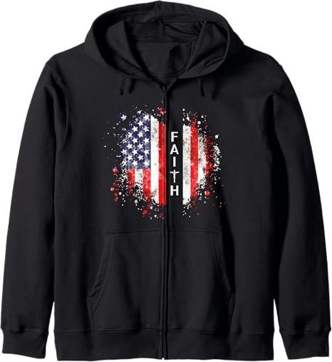 Love in Faith | American Faith | Graphic Christian Zip Hoodie