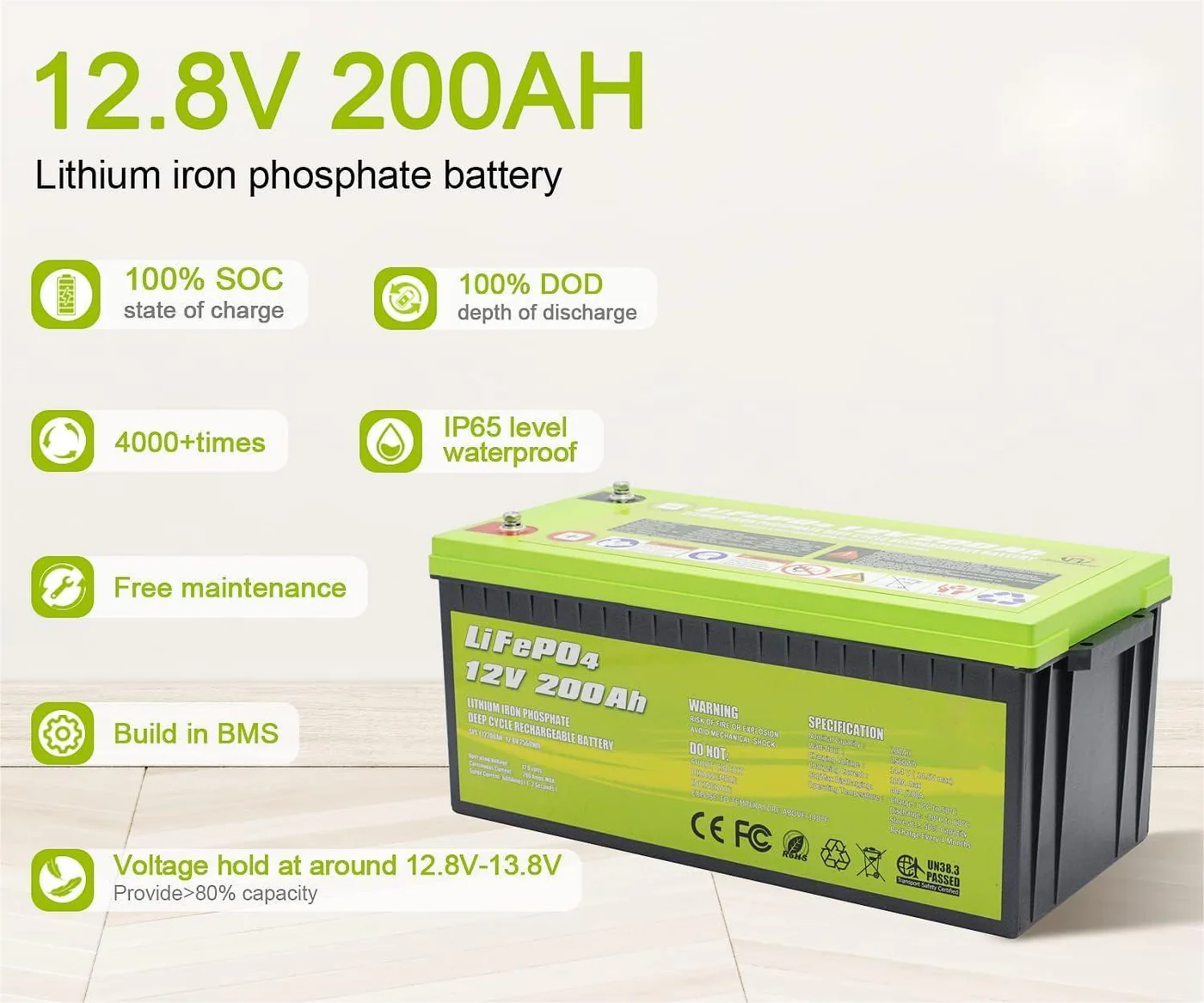 12V 200Ah LiFePO4 Deep Cycle Lithium Battery - Image 3