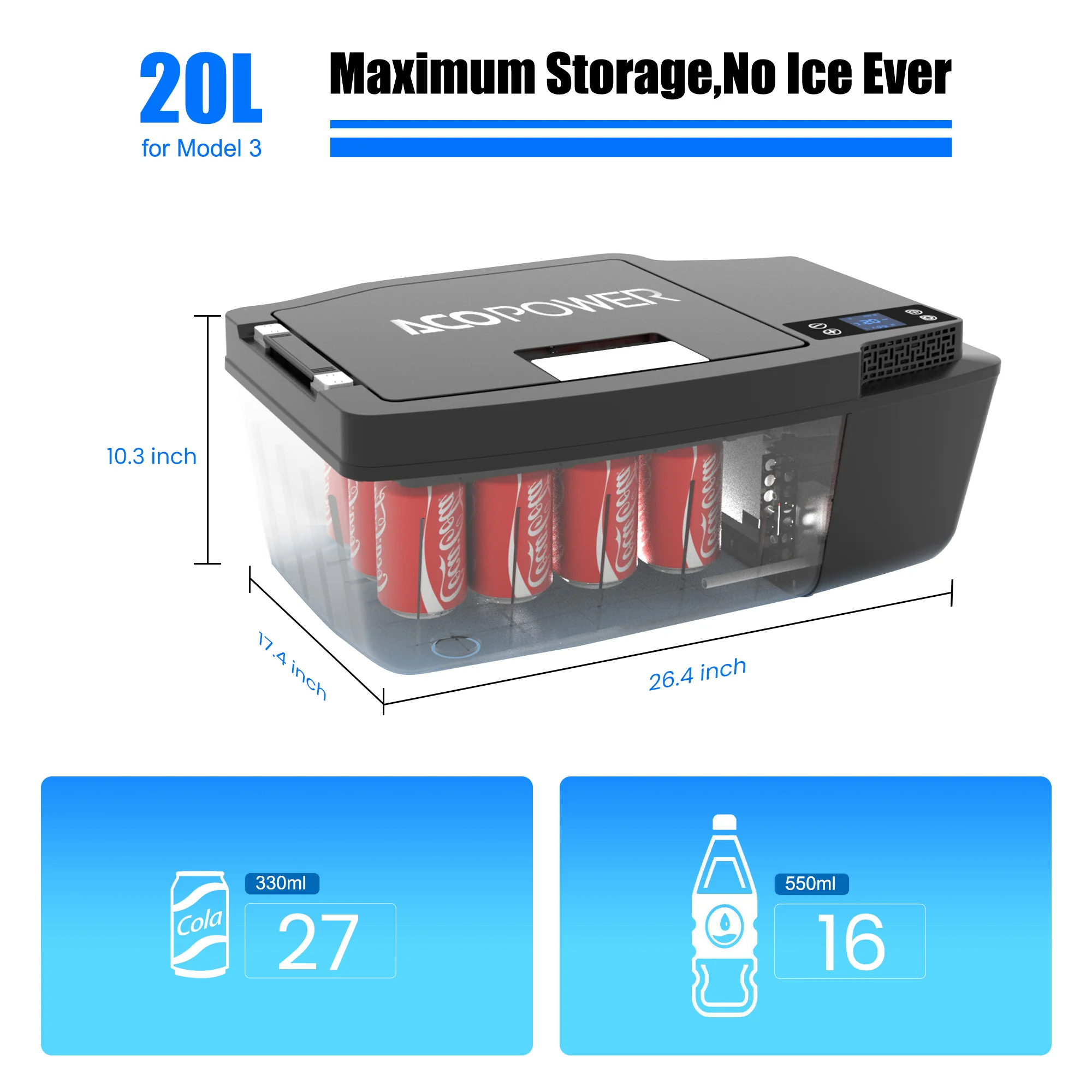 ACOPOWER TesFridge Portable Freezer——Specially Designed for Tesla Model 3, Y, and X - Image 4