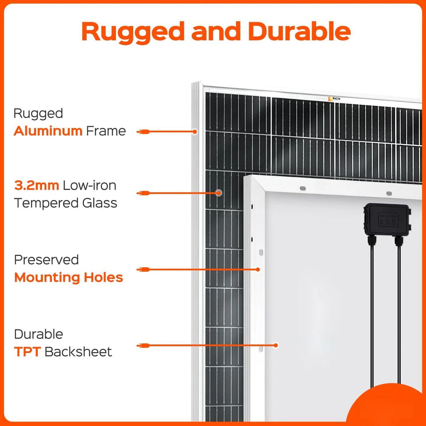 ACOPOWER 200 Watt 24 Volt 9BB Cell Monocrystalline Solar Panel - Image 3