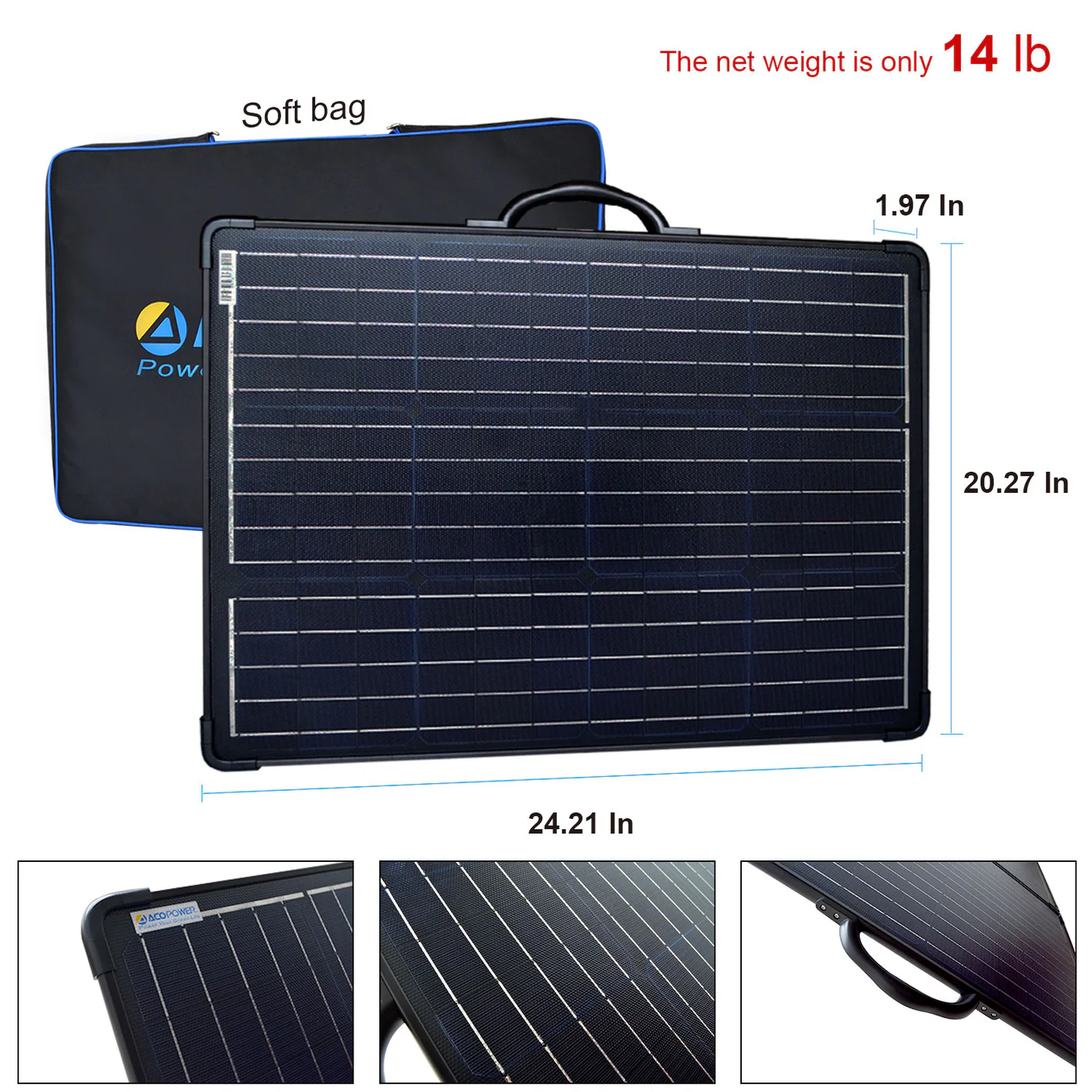 ACOPower Plk 120W Portable Solar Panel Kit, Lightweight Briefcase with 20A Charge Controller - Image 4